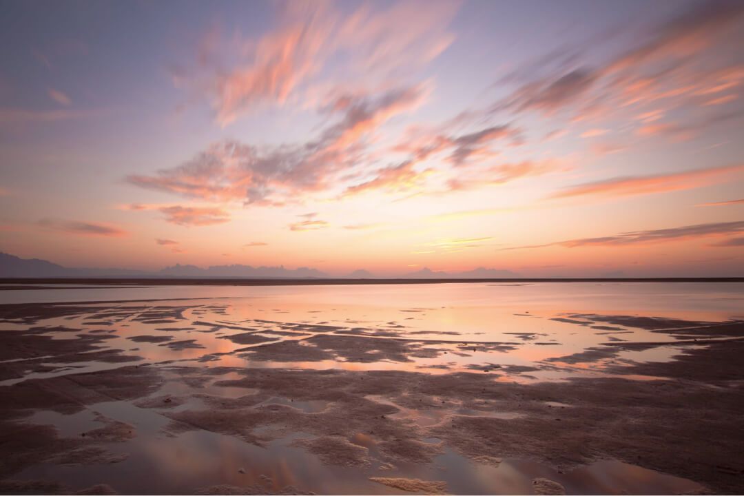 The beautiful landscape of NEOM in the evening