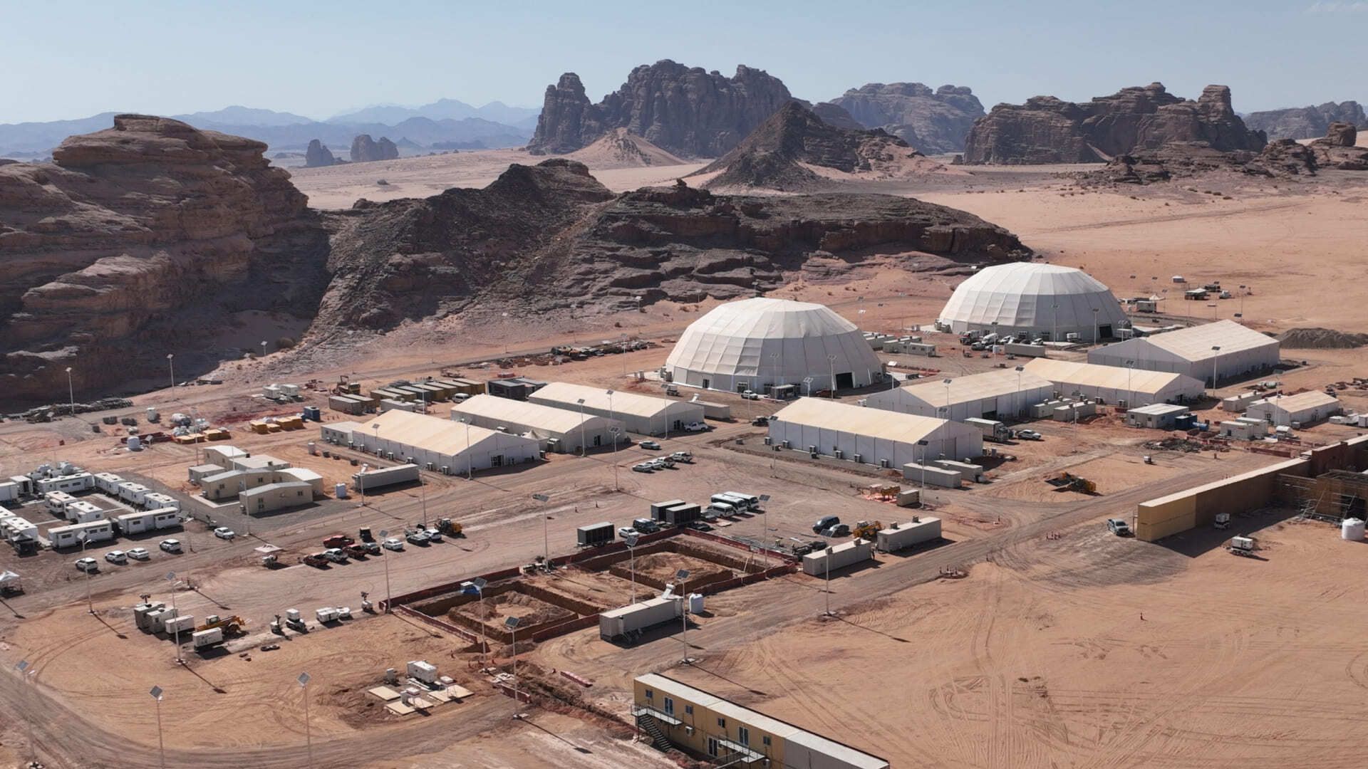 The aerial view of the shooting destination at NEOM for the movie Hobal