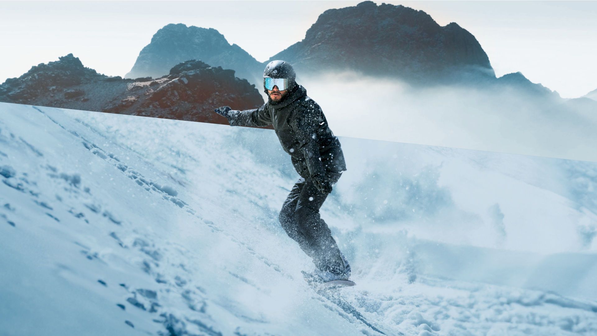  Snowskating in the mountains of Trojena